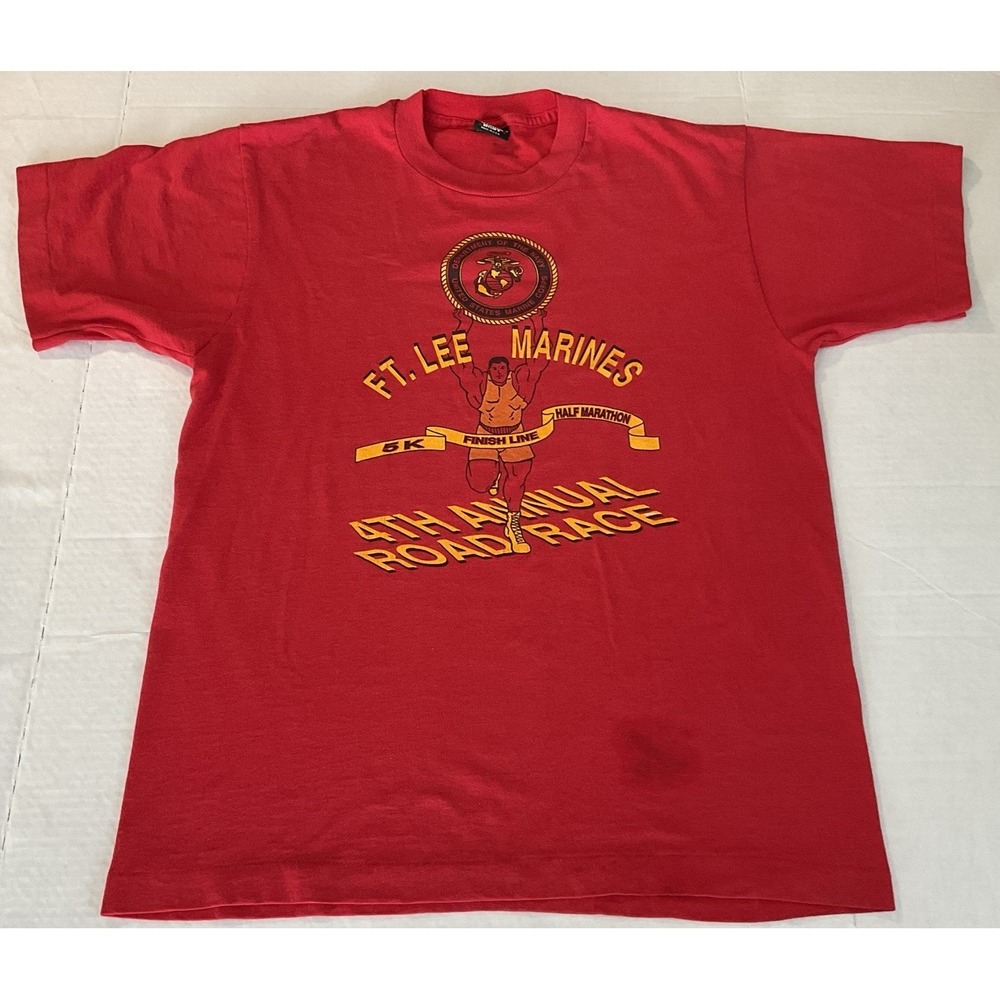 Vintage Marines Road Race Single Stitch Men's T Shirt Size Large